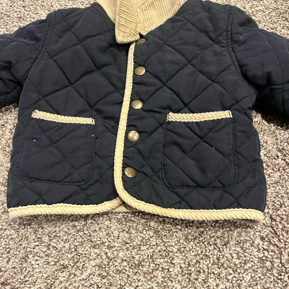 Y2K Gymboree (6-12M) Infant Baby Quilted Jacket Cotton Brown Snaps Lined Collar